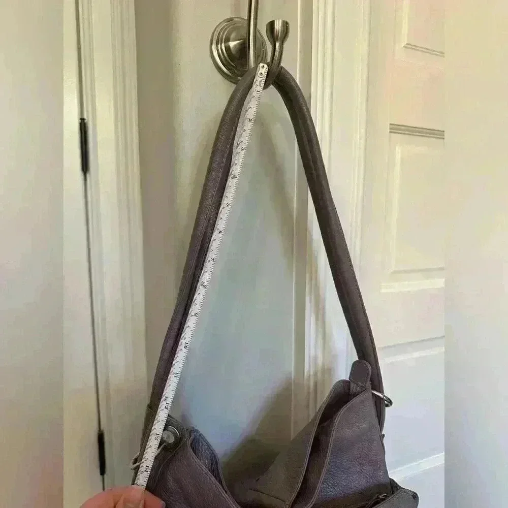 HOBO International Purple Lilac Pebble Leather Handbag Silver Hardware Pockets